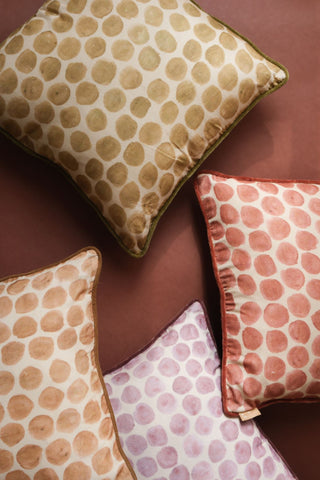 Polka Dot Caramel Velvet Cushion Cover