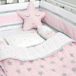 Organic Cotton Cot Bedding Set – Sleepy Star (Pink)