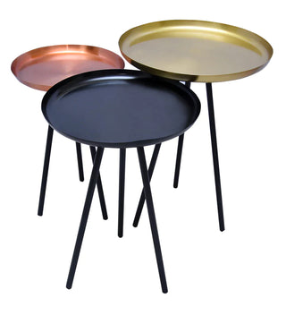 Sovereign Surfaces Center Table (Set of 3)- Brushed Rose Gold Finish