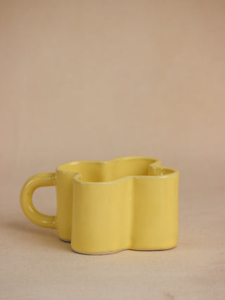 Yellow Daisy Shape Ceramic Cappuccino Mug