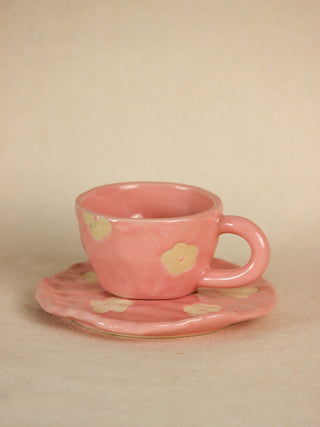 Pretty in Pink Ceramic Daisy Cup