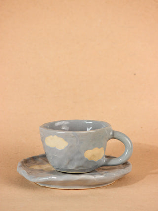 Blue Ceramic Cloud Mug with Saucer TOH
