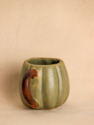 Sage Pumpkin Coffee Mug With Brown Handle