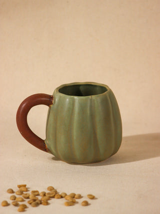Sage Pumpkin Coffee Mug With Brown Handle - 2