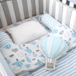 Organic Muslin Cot Bedding Set – Up, Up & Away (Blue