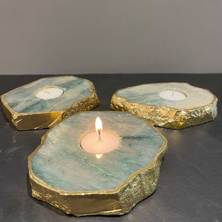 Semi Precious Tea Light Holder - Green