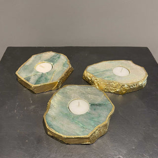 Semi Precious Tea Light Holder - Green