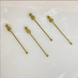 Pineapple Brass Stirrers | Set of 4