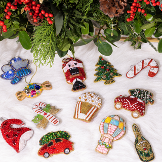 SNOWY NIGHTS ! EMBELLISHED CHRISTMAS TREE DECORATIONS PACK OF 12