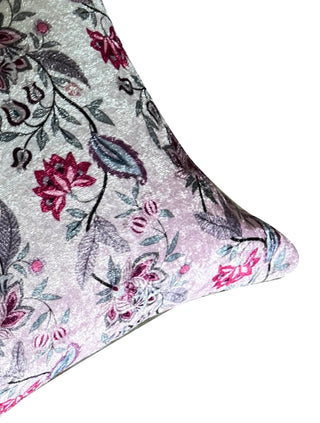 Chintz Vine Modern Chic Designer Velvet Cushion Cover (Red & Pink)