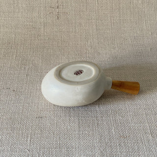 Dip Bowl with Wooden Handle | White