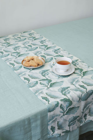 Cascade Teal Linen Table Runner