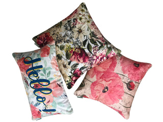 Marina Blossom Velvet Cushion Cover (Multicolour)