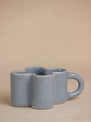 Blue Daisy Flower-Shaped Ceramic Cappuccino Mug