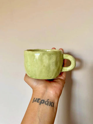 Olive Green Hand Pinched Ceramic Coffee  Tea Mug