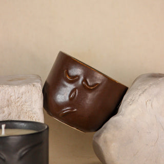 The Warrior Face Ceramic Jar Candle (Brown)