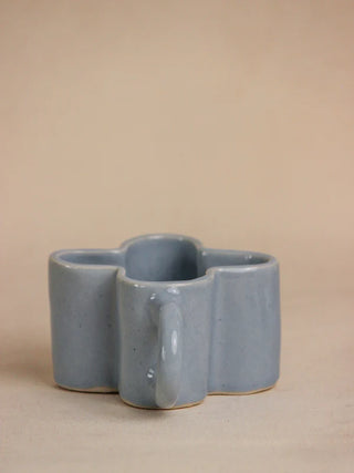 Blue Daisy Flower-Shaped Ceramic Cappuccino Mug