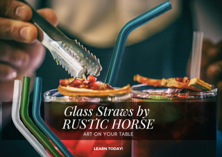 Mix Glass Straws by Rustic Horse. Bent 8" x 9.5 mm Handblown Glass-Pack of 6