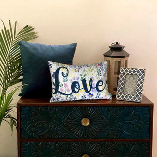 Happy Love Velvet Cushion Cover (Multicolour)