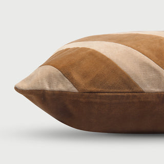 Heather Tan Brown Velvet Stripe Cushion Cover