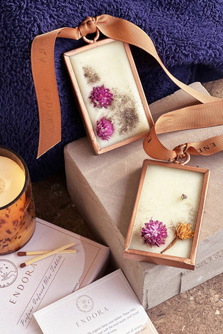 Metal Case Lavender and Rose blend beeswax tablets (set of 2)