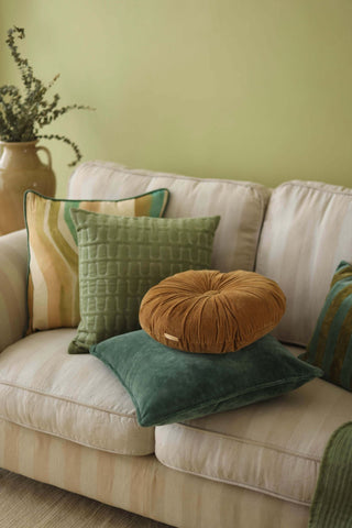 Cuddle Tan Brown Velvet  Round Cushion