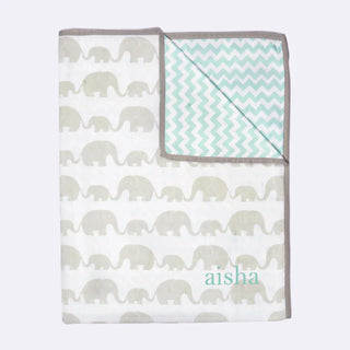 Organic Cotton Cot Bedding Set – Elephant Parade (With Quilted Blanket)