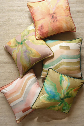 Bloom Olive Velvet Cushion Cover