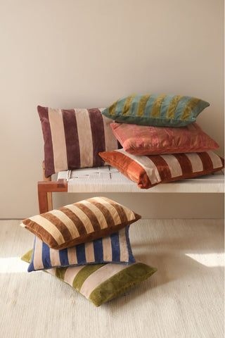 Willow Burnt Orange Velvet Stripe Cushion Cover