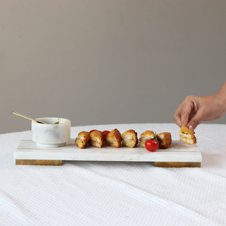 White Marble Tray With Gold Base