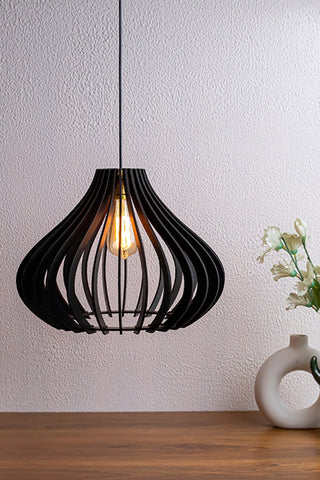 Cammy Black Wood Ceiling Lamp