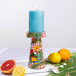 Aracari in the Tropics- the Exotic Bird Hand Painted Pillar Candle Stand