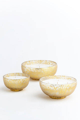 Gilded Grain-Cut Bowl Set Of 3 | Gold | Scented Candle