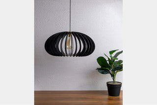 Cayla Black Wood Ceiling Lamp