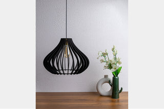 Cammy Black Wood Ceiling Lamp