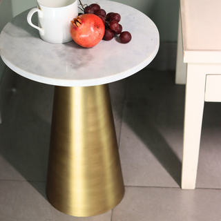 White Marble Table with Gold Base