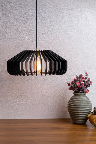 Cassa Black Wood Ceiling Lamp
