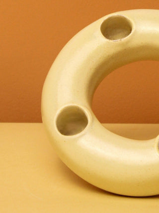 Ceramic Donut Candle Holder - Beige