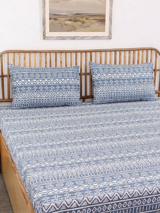Kullu Patti Bed Set (Dohar + Bedsheet) - Blue
