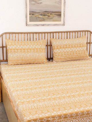 Kullu Patti Bed Set (Dohar + Bedsheet) - Yellow