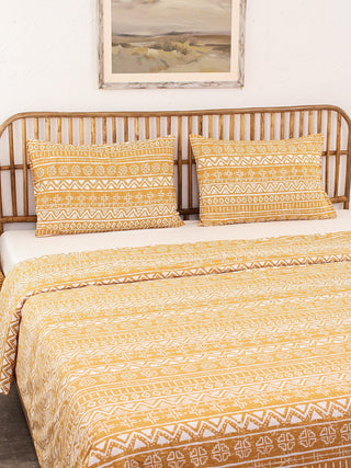 Kullu Patti Bed Set (Dohar + Bedsheet) - Yellow