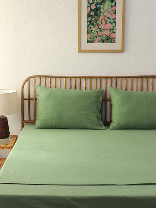 Shobhanjan Green Bedsheet with Pillow Cover