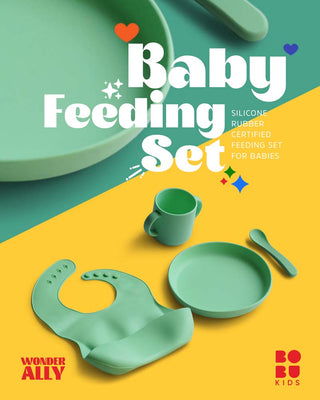 BOBU Kids - 4 Piece Certified Silicone Baby Feeding SET | Set of 4 Products