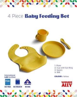 BOBU Kids - 4 Piece Certified Silicone Baby Feeding SET | Set of 4 Products