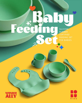 BOBU Kids - 6 Piece Certified Silicone Baby Feeding SET | Set of 6 Products |
