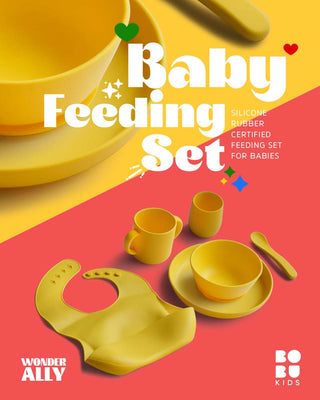 BOBU Kids - 6 Piece Certified Silicone Baby Feeding SET | Set of 6 Products |