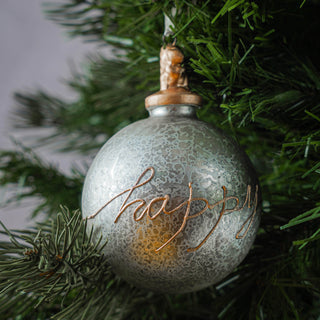 Christmas Ornaments (Joy, Happy, Peace) Silver