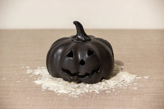 Black Spooky Pumpkin face Tea-Light Candle Holder - TOH