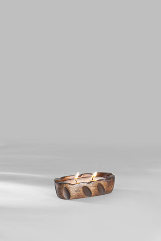 CARVED WOODEN TRAY | SCENTED CANDLE