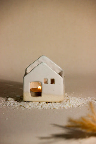 Ceramic Christmas House Tea Light Holder - TOH